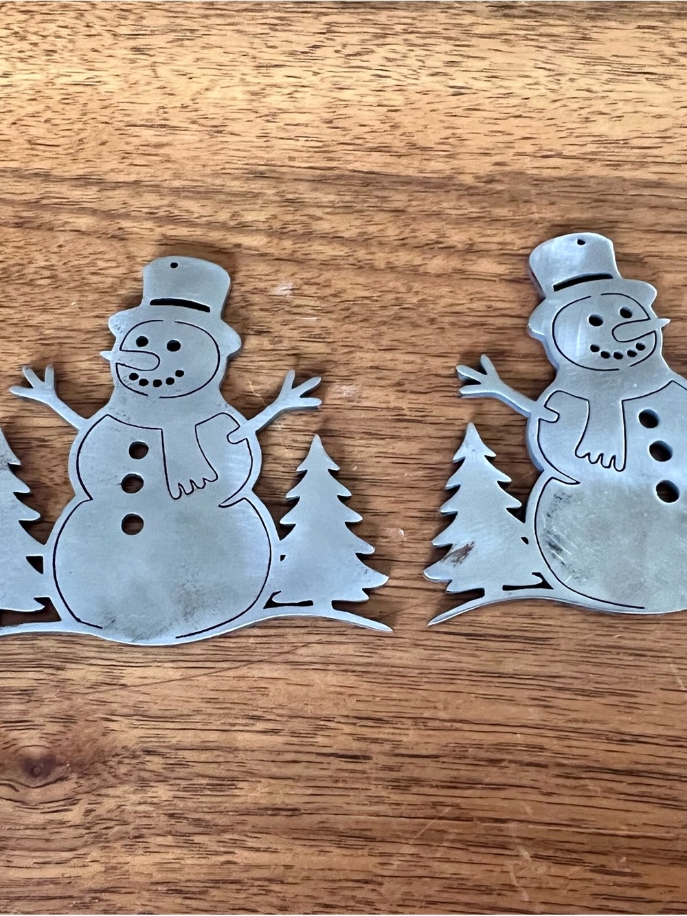 Metal Snowman Wall Accent Pair - Silver Snowman Décor